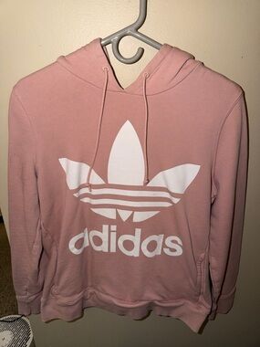 adidas Pink Trefoil Pullover Hoodie - Women's Crewneck Sweater
